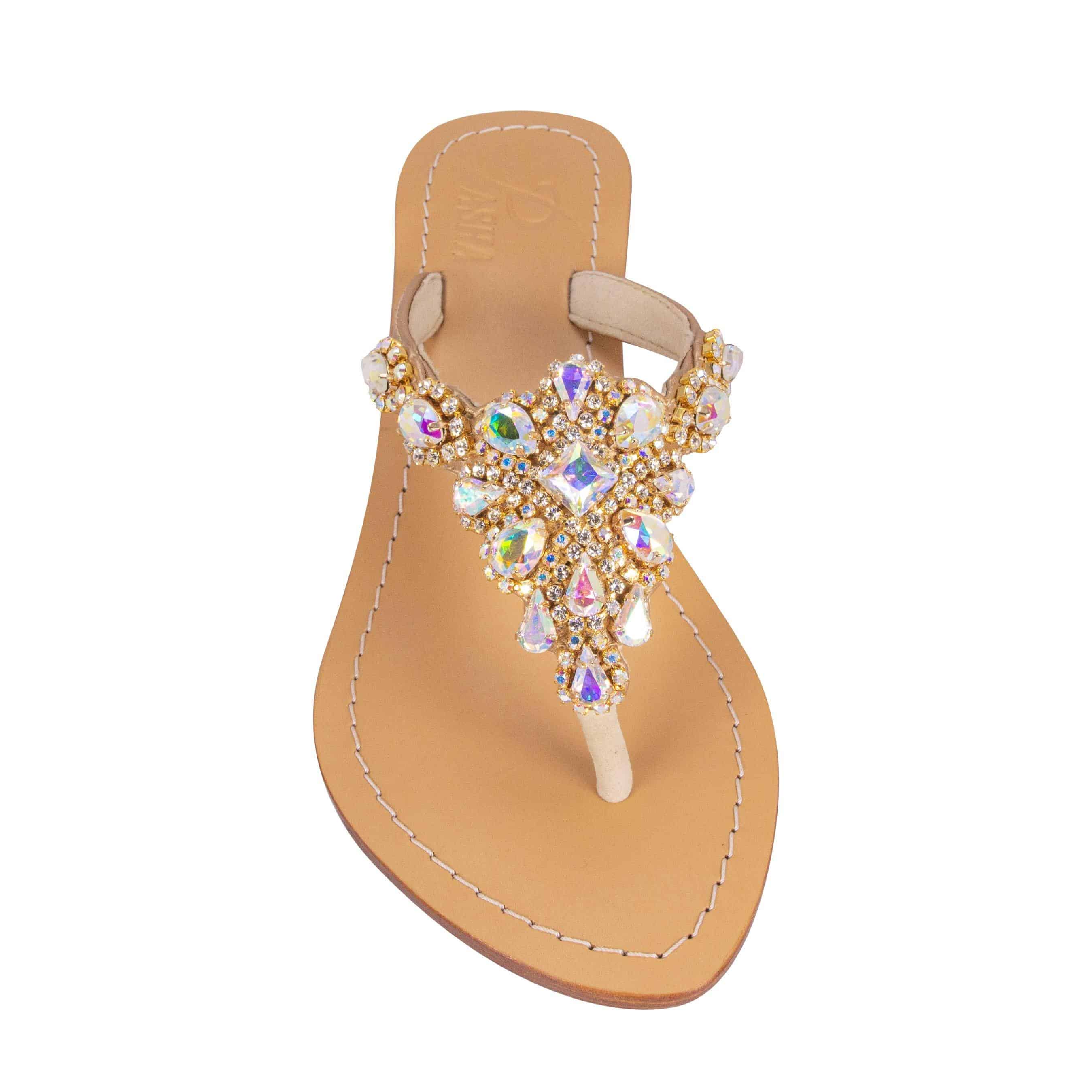 Clear AB Gold Jewel Sandals