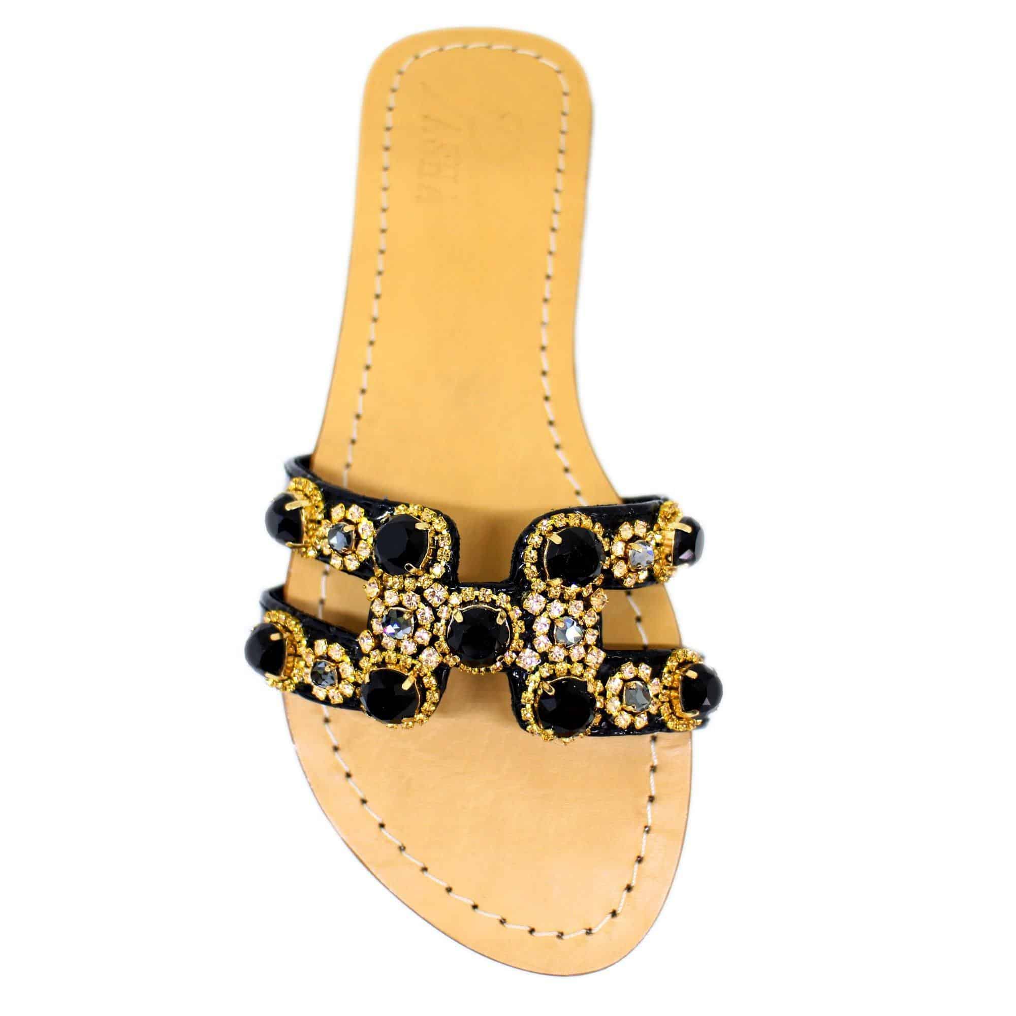 Jet Quartz Black Sandals