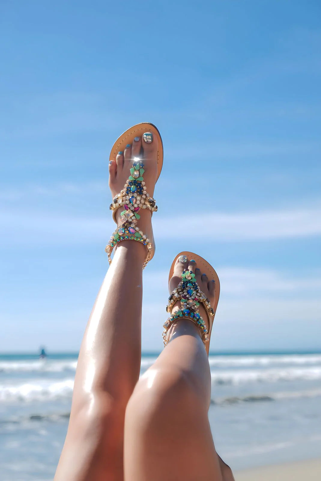 Step into Summer Brilliance: From the hands of our Artisans, experience the Allure of PASHA Rhinestone Jewel Sandals