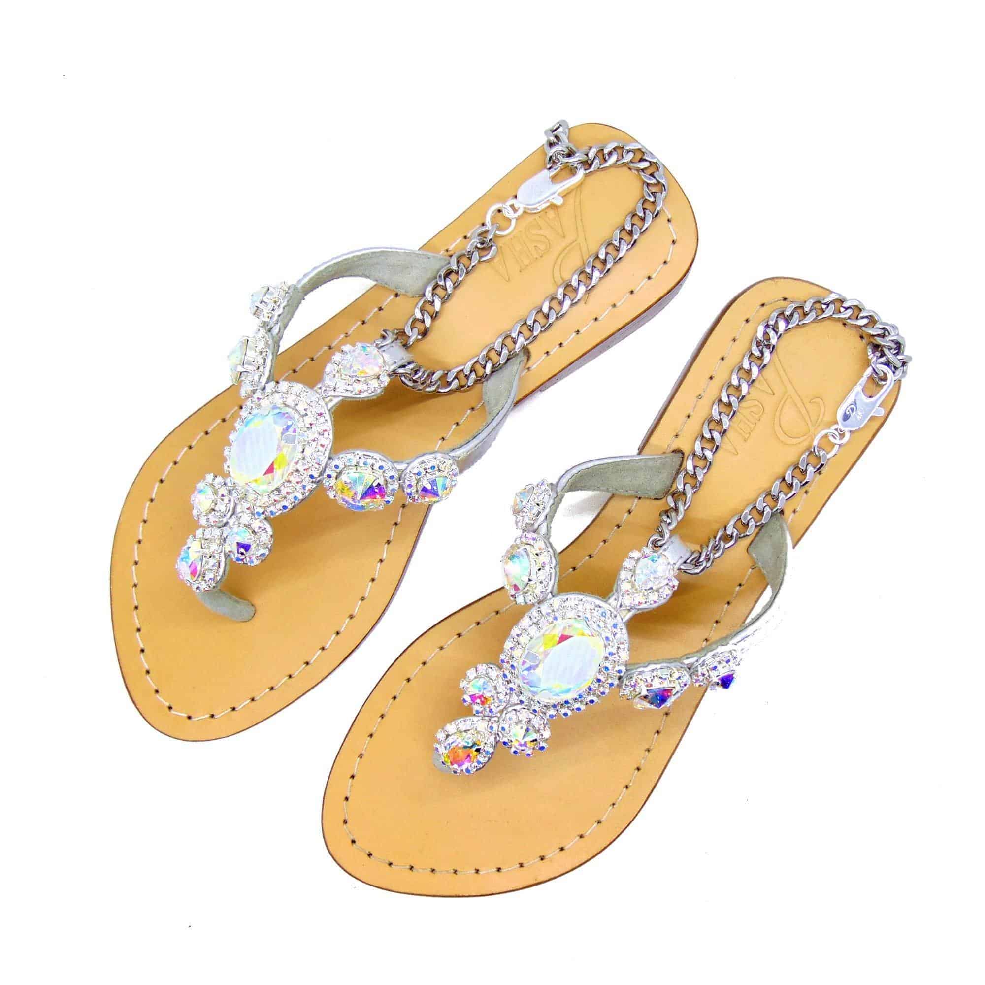 Clear AB Silver Jewel Sandals