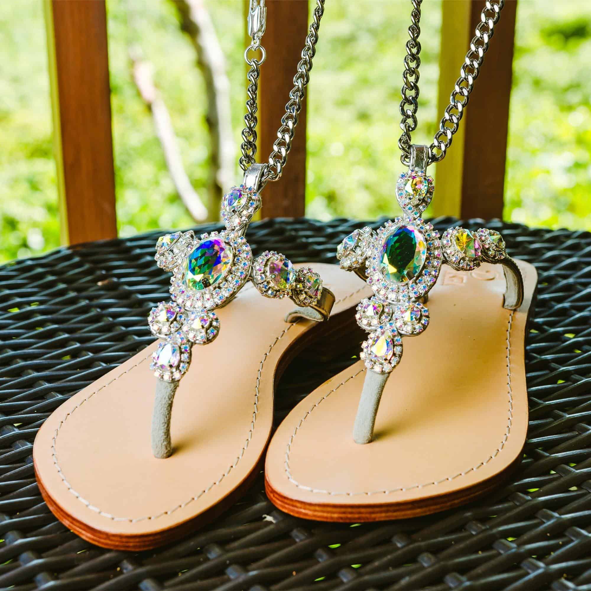 Gold jeweled flat sandals fashion