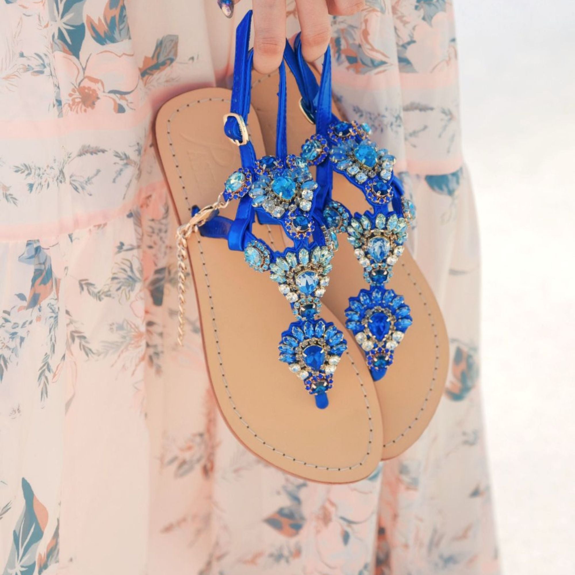 Blue clearance jewelled sandals