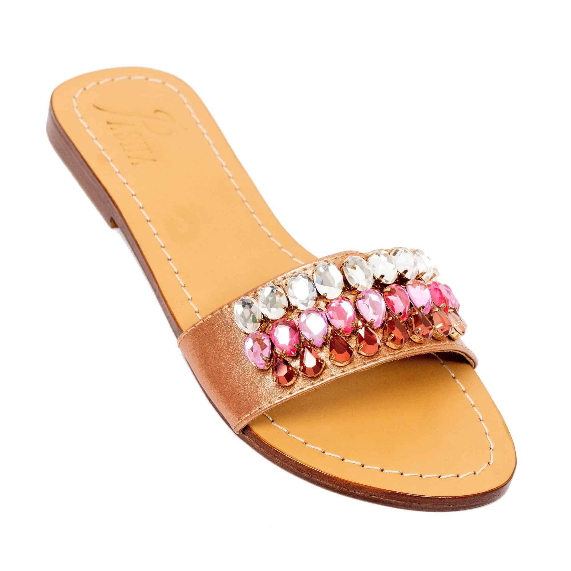 PIGEON - Pasha | Handmade Leather Sandals with Czech Rhinestones - 
