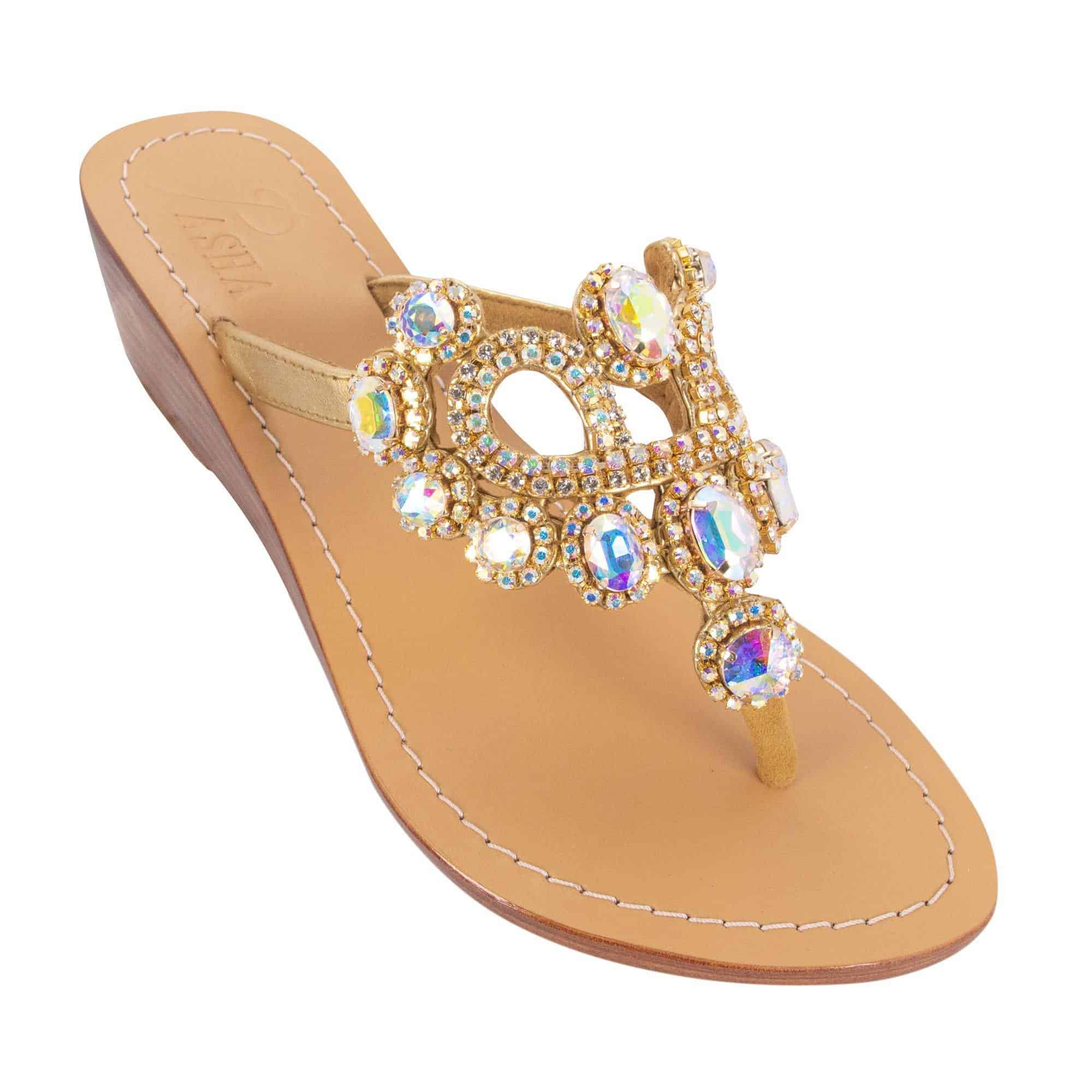 ST. VINCENT - Pasha | Handmade Leather Sandals with Czech Rhinestones - 
