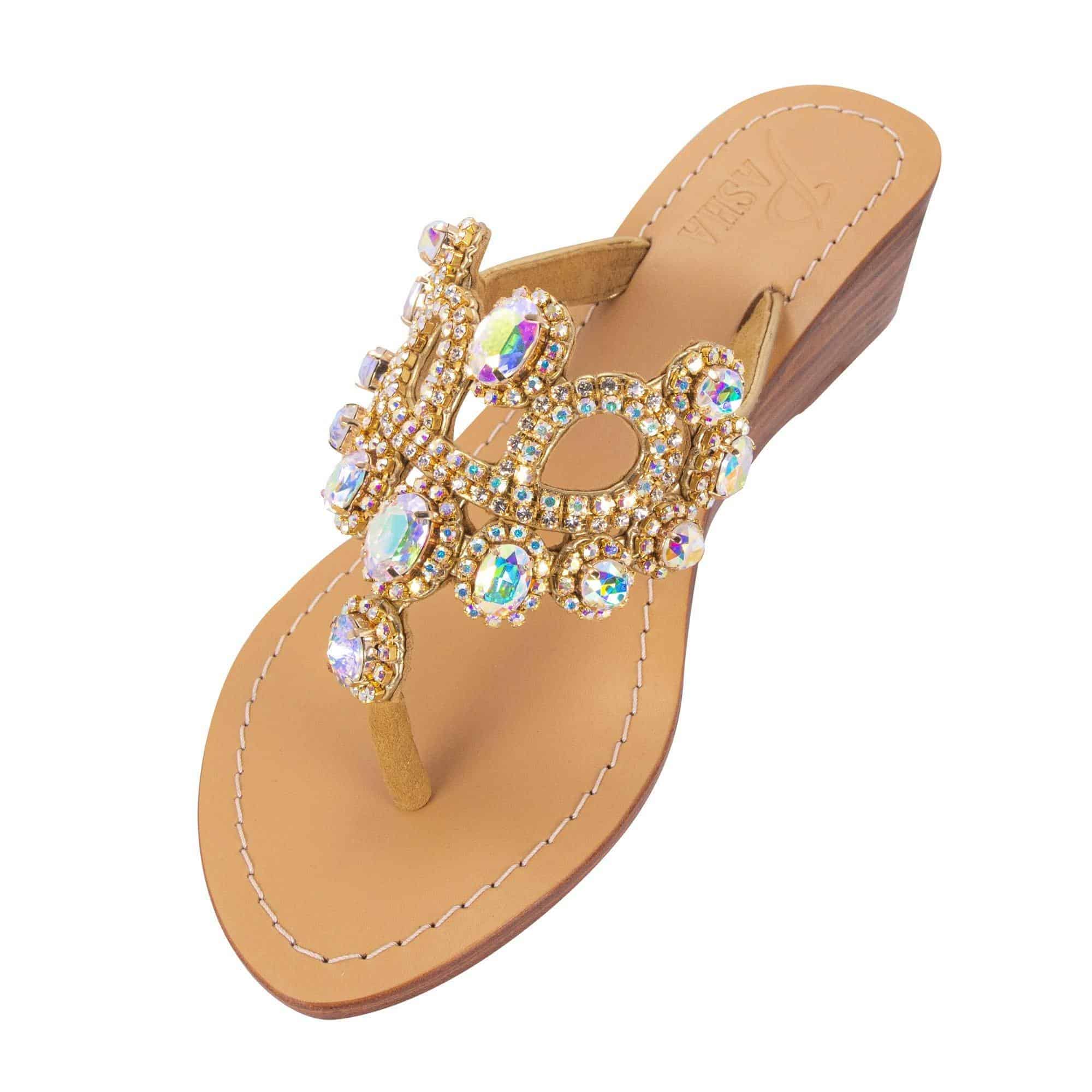 ST. VINCENT - Pasha | Handmade Leather Sandals with Czech Rhinestones - 